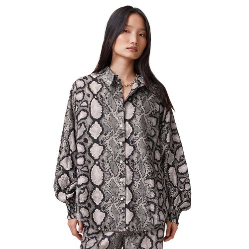 AllSaints Charli Snake Print Long Sleeve Shirt